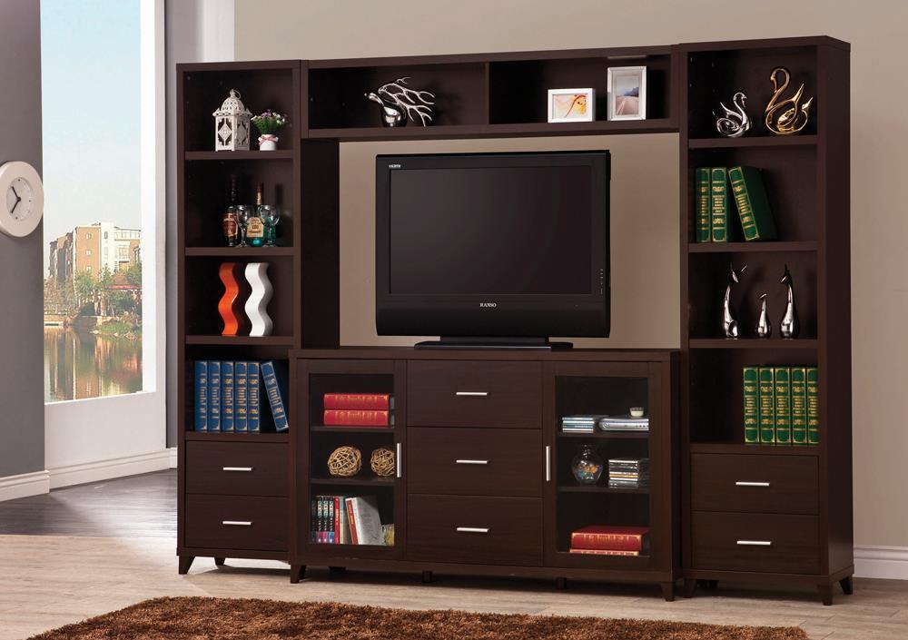 Lewes 2-door TV Stand with Adjustable Shelves Cappuccino - Ideal Furniture (Fresno,CA)