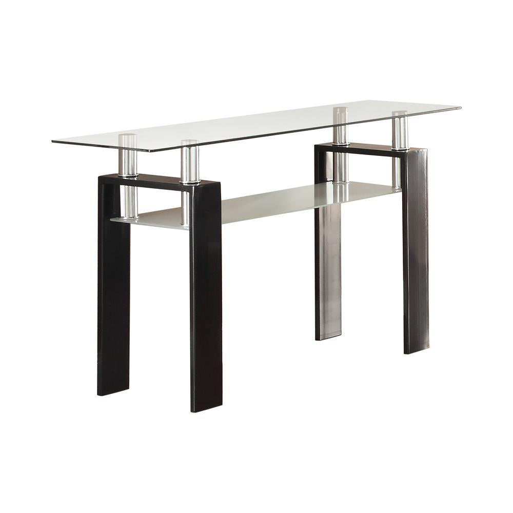 Dyer Tempered Glass Sofa Table with Shelf Black - Ideal Furniture (Fresno,CA)