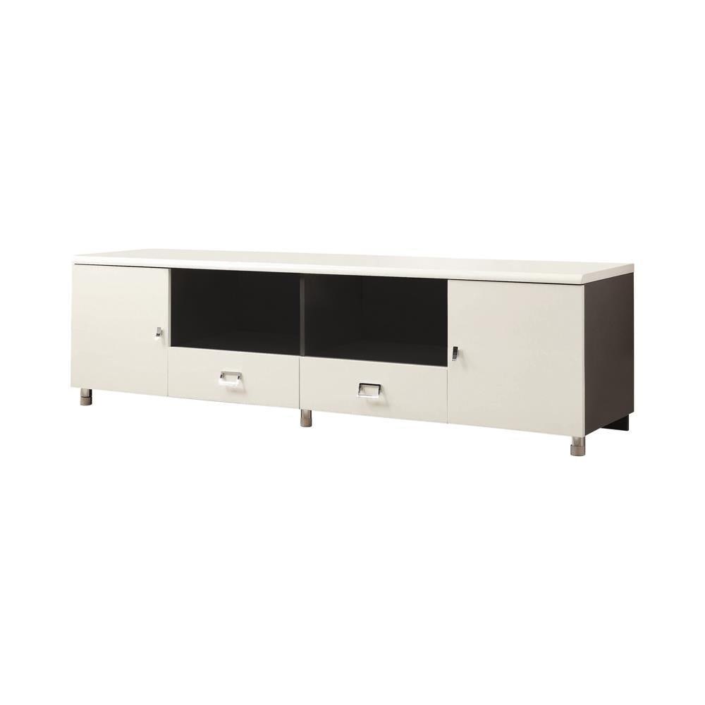 Burkett 2-drawer TV Console White and Grey - Ideal Furniture (Fresno,CA)
