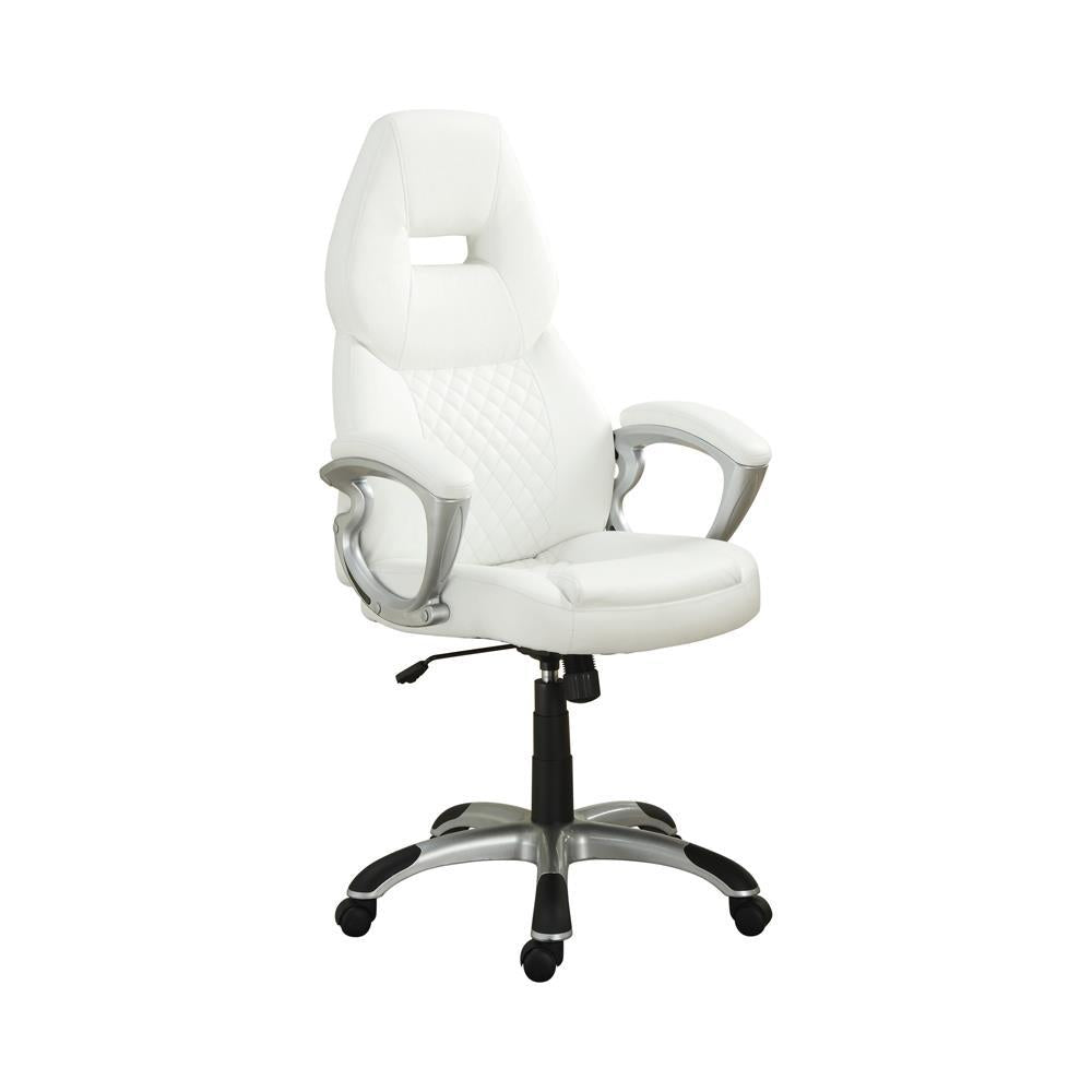 Bruce Adjustable Height Office Chair White and Silver - Ideal Furniture (Fresno,CA)