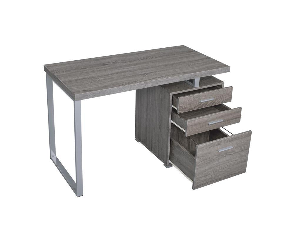 Brennan 3-drawer Office Desk Weathered Grey - Ideal Furniture (Fresno,CA)