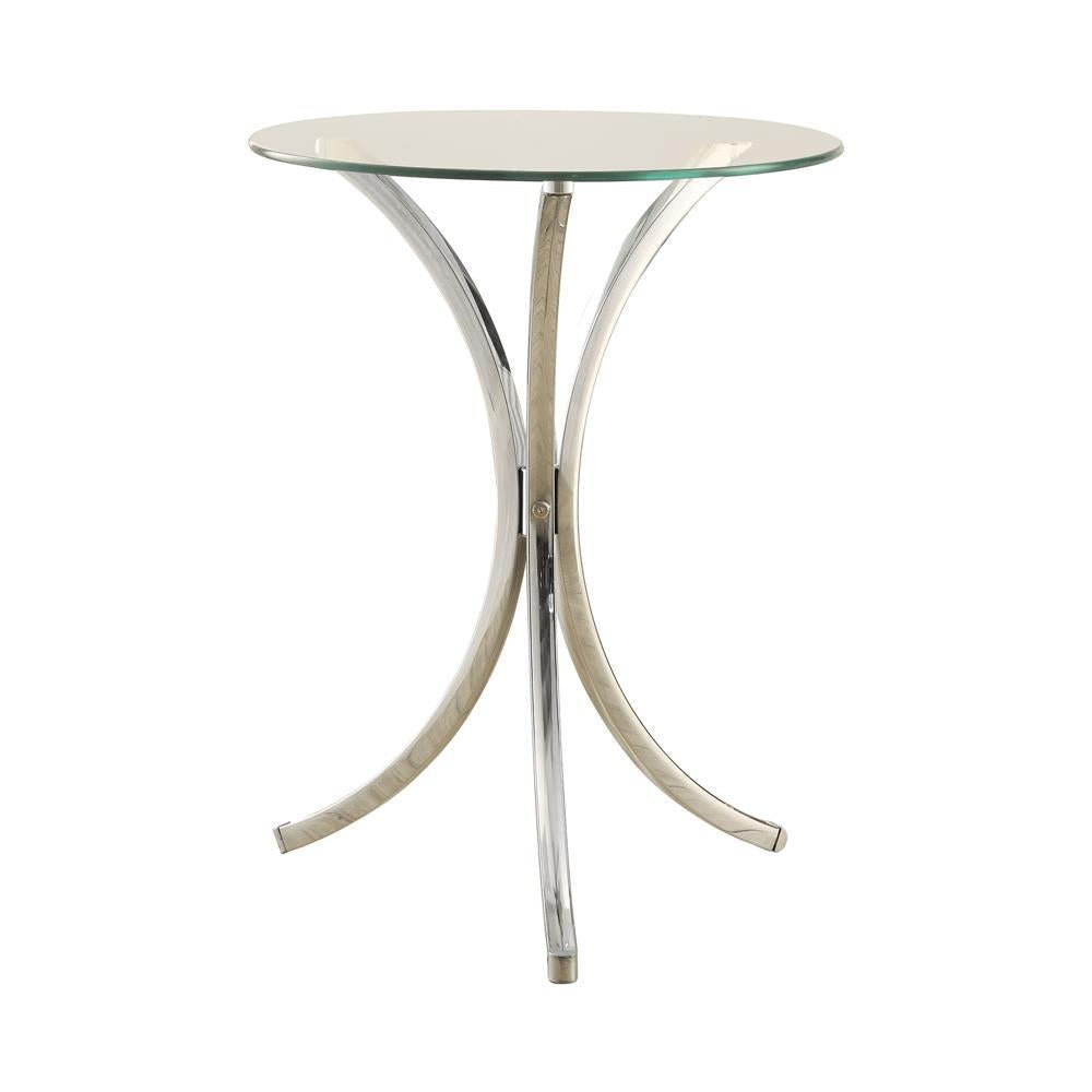 Eloise Round Accent Table with Curved Legs Chrome - Ideal Furniture (Fresno,CA)