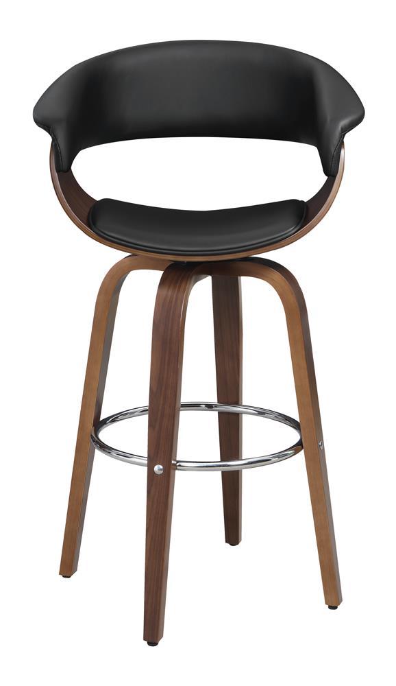 Zion Upholstered Swivel Bar Stool Walnut and Black - Ideal Furniture (Fresno,CA)