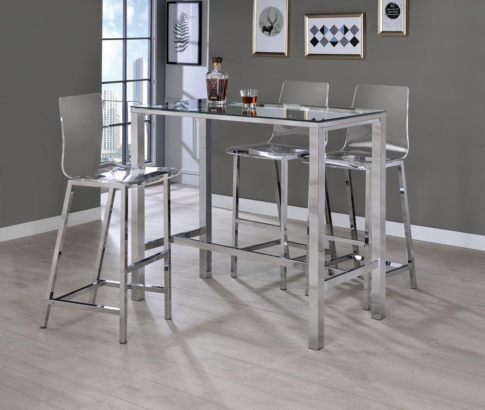 Juelia Bar Stools Chrome and Clear Acrylic (Set of 2) - Ideal Furniture (Fresno,CA)
