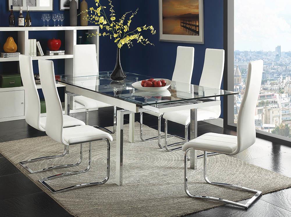 Montclair High Back Dining Chairs Black and Chrome (Set of 4) - Ideal Furniture (Fresno,CA)