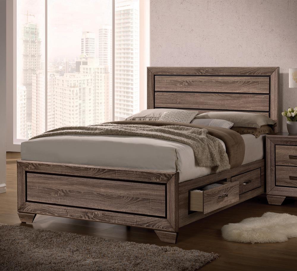 Kauffman California King, E.king, & Queen Panel Bed Washed Taupe - Ideal Furniture (Fresno,CA)