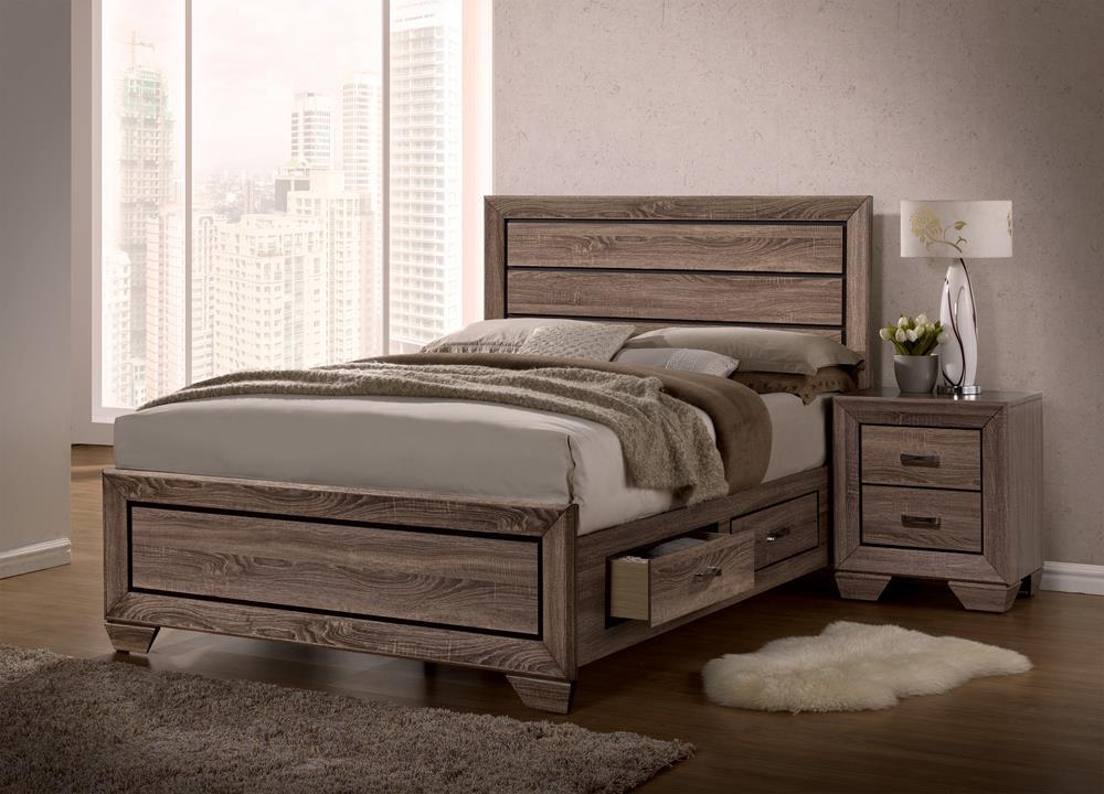Kauffman California King, E.king, & Queen Panel Bed Washed Taupe - Ideal Furniture (Fresno,CA)