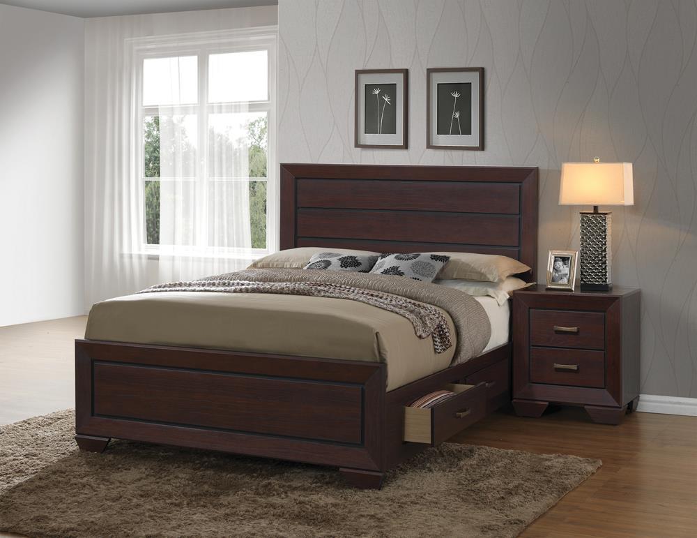 Kauffman California King, Eastren king, & Queen Storage Bed Dark Cocoa - Ideal Furniture (Fresno,CA)