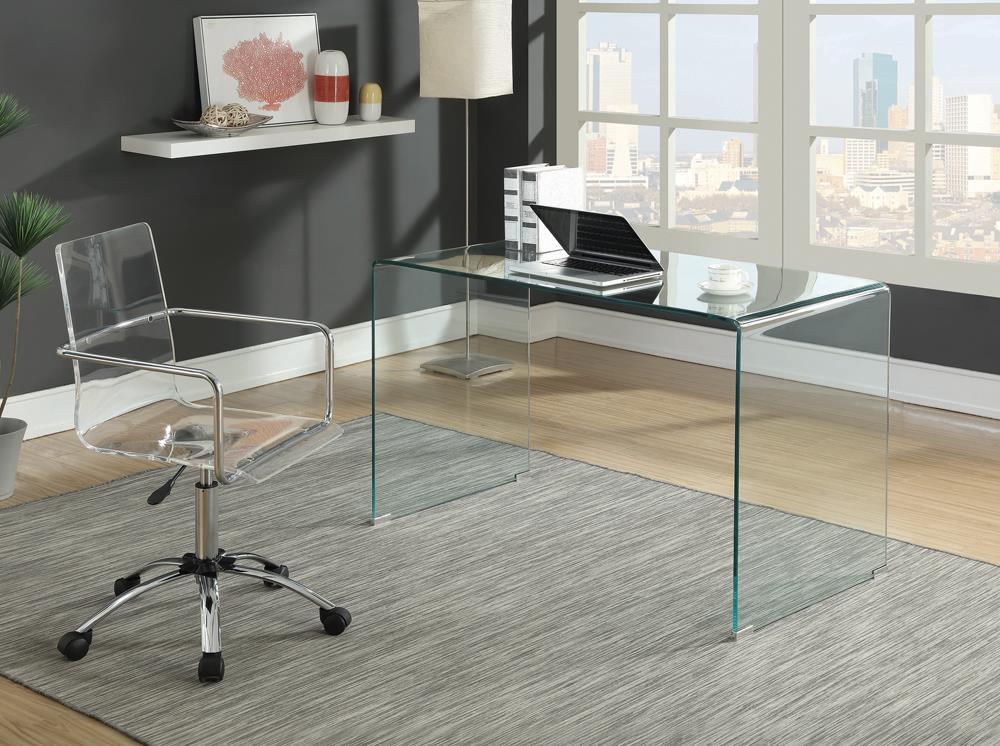 Amaturo Office Chair with Casters Clear and Chrome - Ideal Furniture (Fresno,CA)