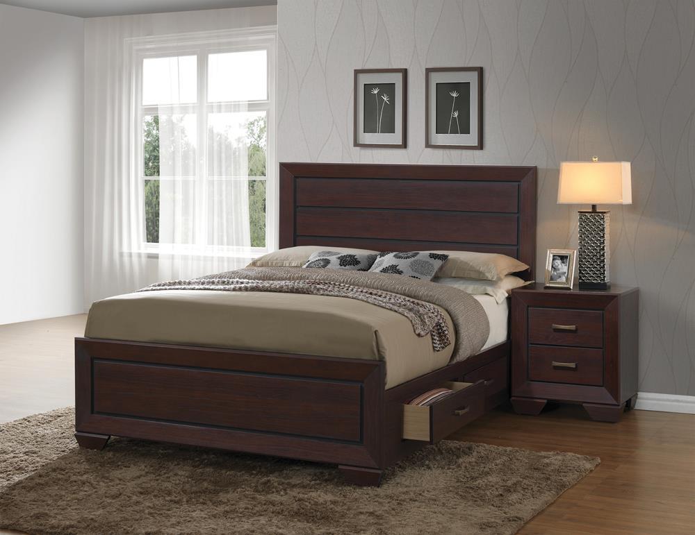 Kauffman California King, Eastren king, & Queen Storage Bed Dark Cocoa - Ideal Furniture (Fresno,CA)
