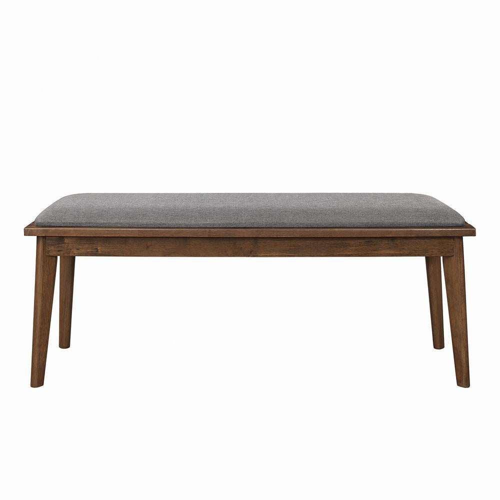 Alfredo Upholstered Dining Bench Grey and Natural Walnut - Ideal Furniture (Fresno,CA)