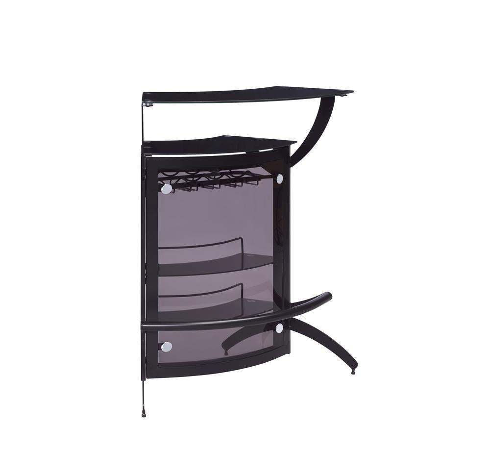 Dallas 2-shelf Home Bar Smoked and Black Glass - Ideal Furniture (Fresno,CA)