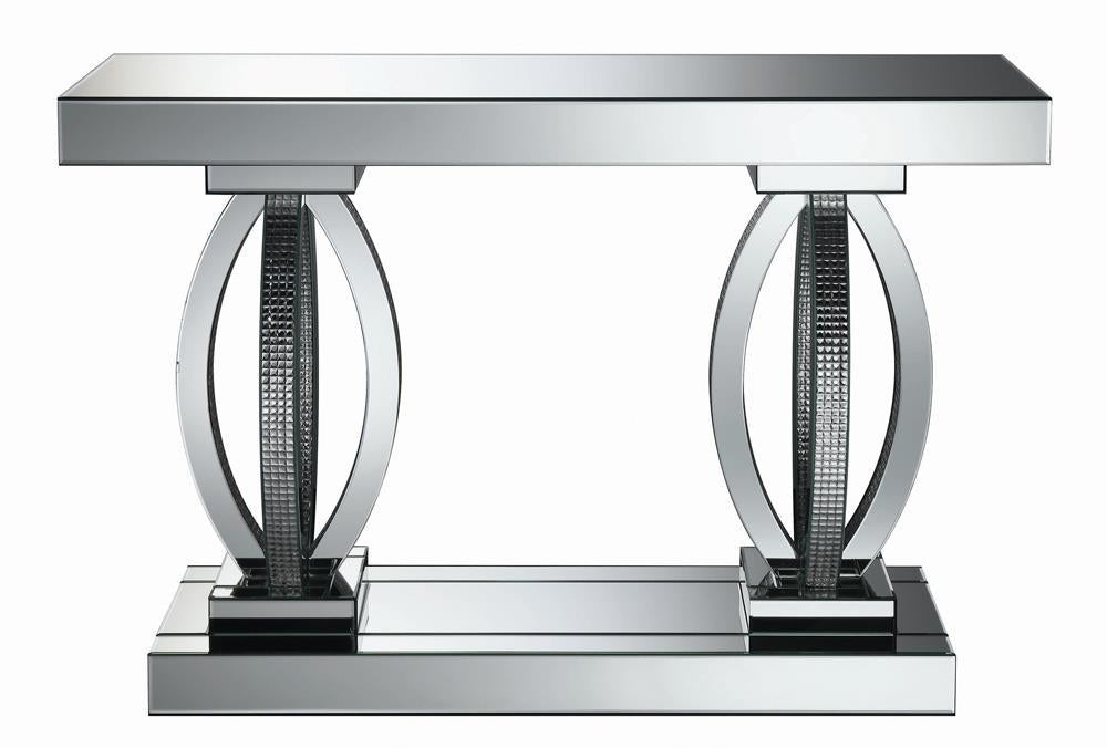 Amalia Rectangular Sofa Table with Shelf Clear Mirror - Ideal Furniture (Fresno,CA)