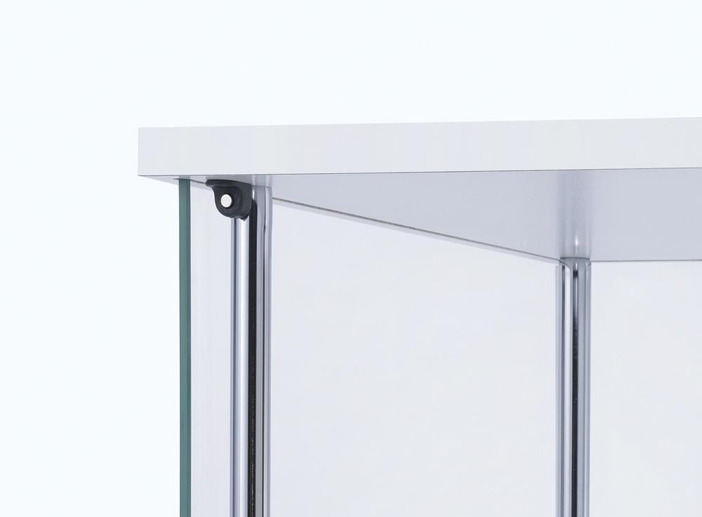 Bellatrix Rectangular 4-shelf Curio Cabinet White and Clear - Ideal Furniture (Fresno,CA)