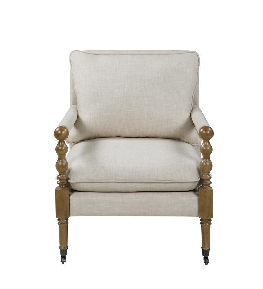 Dempsy Upholstered Accent Chair with Casters Beige - Ideal Furniture (Fresno,CA)