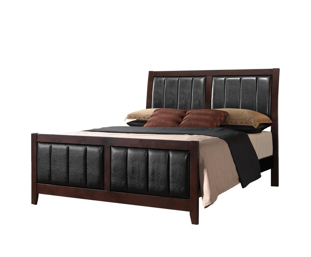 Carlton Full & Twin Upholstered Panel Bed Cappuccino and Black - Ideal Furniture (Fresno,CA)
