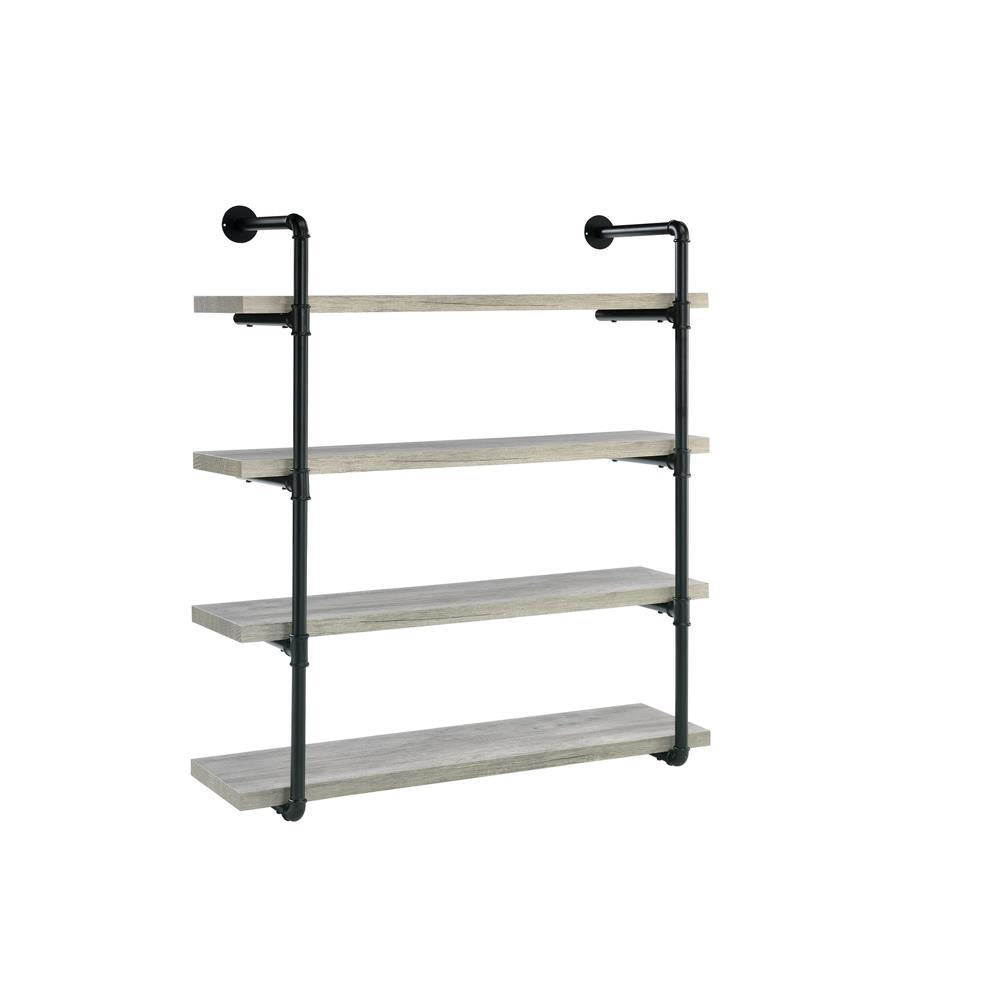 Elmcrest 40-inch Wall Shelf Black and Grey Driftwood - Ideal Furniture (Fresno,CA)