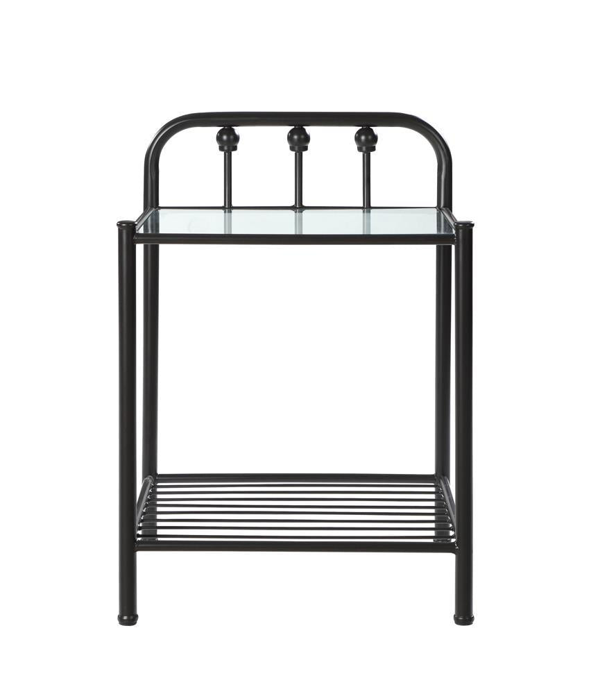 Livingston 1-shelf Nightstand with Glass Top Dark Bronze - Ideal Furniture (Fresno,CA)