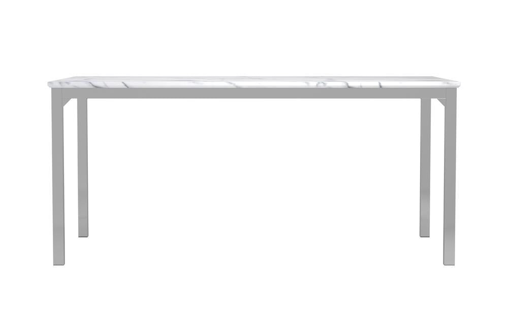 Athena Rectangle Dining Table with Marble Top Chrome - Ideal Furniture (Fresno,CA)