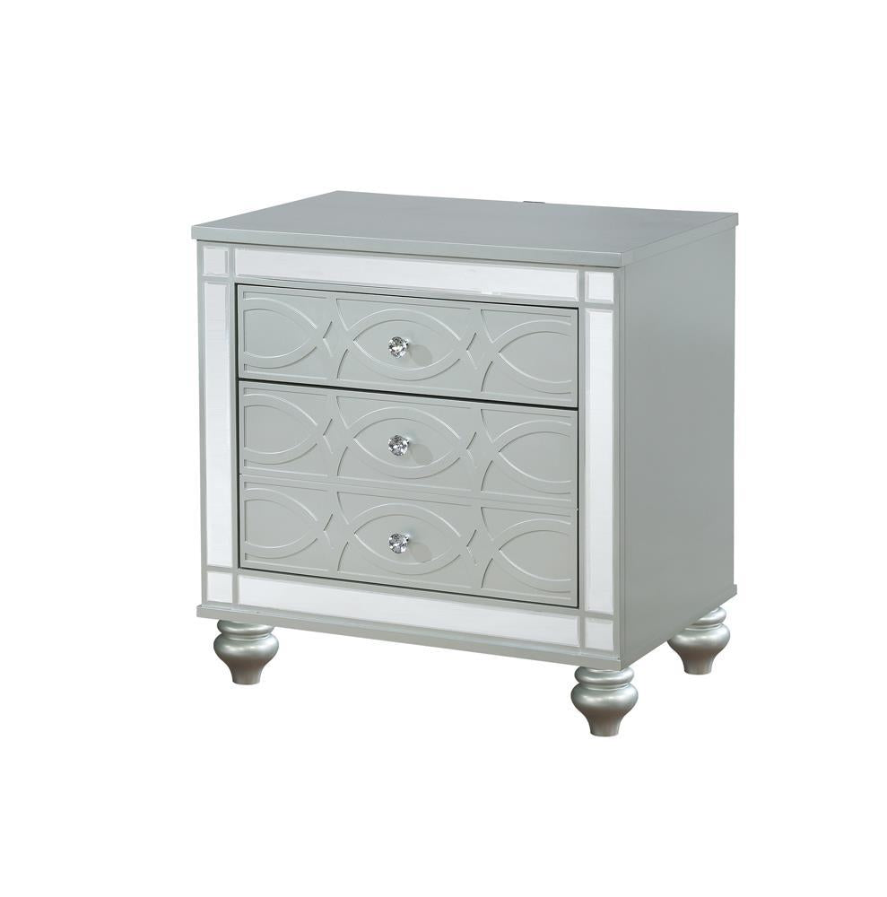 Gunnison 2-drawer Nightstand Silver Metallic - Ideal Furniture (Fresno,CA)