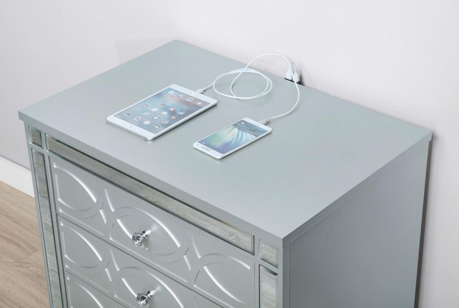 Gunnison 2-drawer Nightstand Silver Metallic - Ideal Furniture (Fresno,CA)