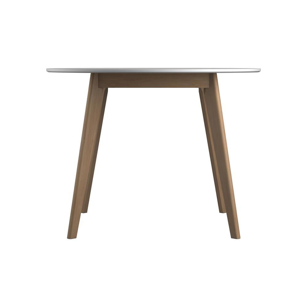 Breckenridge Round Dining Table Matte White and Natural Oak - Ideal Furniture (Fresno,CA)