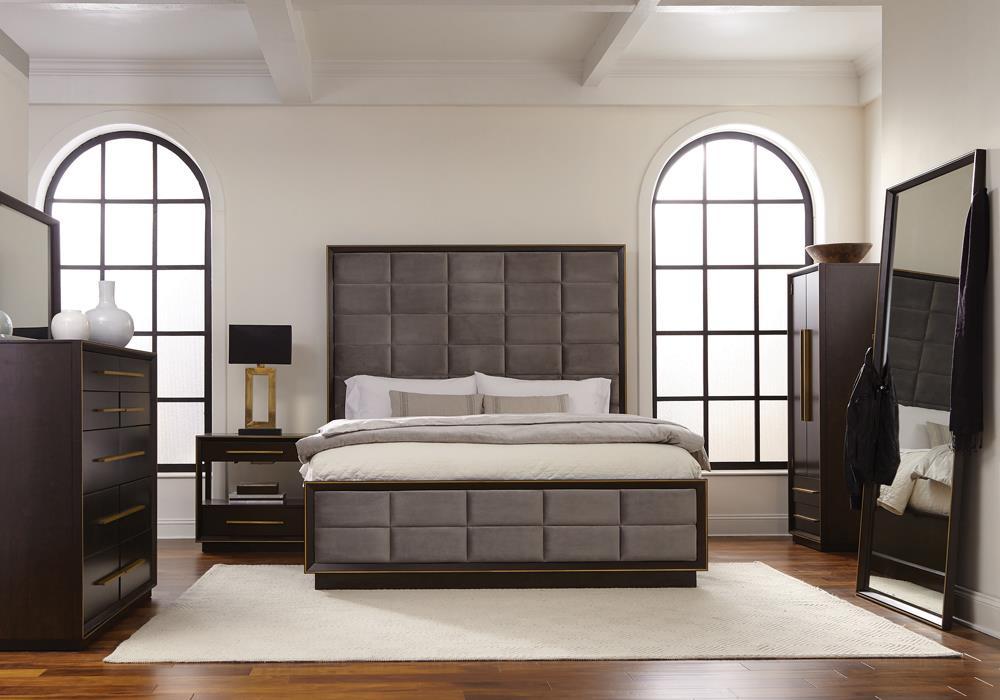 Durango California King, Eastren King, & Queen Upholstered Bed Smoked Peppercorn and Grey - Ideal Furniture (Fresno,CA)