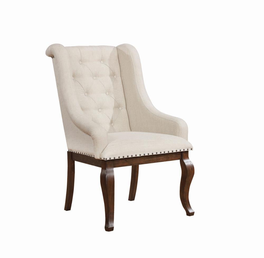Brockway Tufted Arm Chairs Cream and Antique Java (Set of 2) - Ideal Furniture (Fresno,CA)