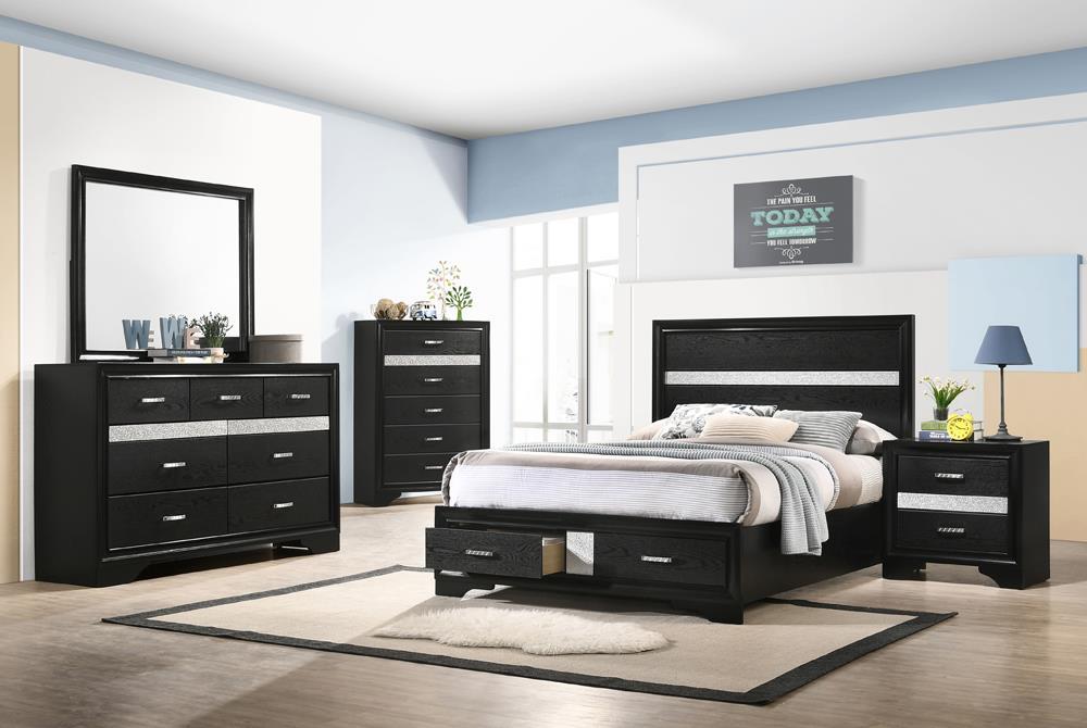 Miranda Full & Twin Storage Bed Black - Ideal Furniture (Fresno,CA)