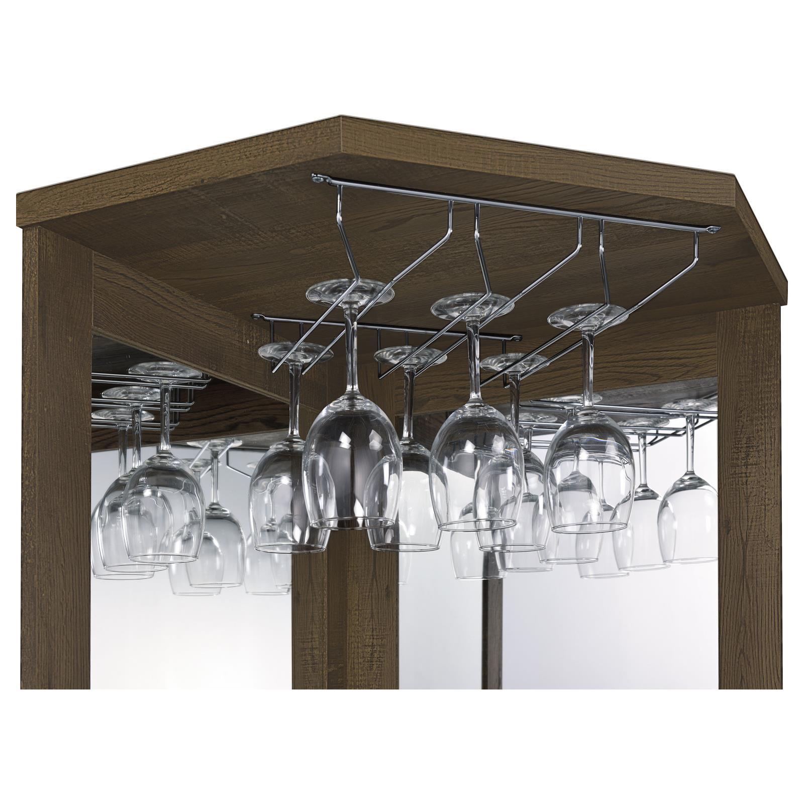 Alviso Corner Bar Cabinet with Stemware Rack Rustic Oak - Ideal Furniture (Fresno,CA)