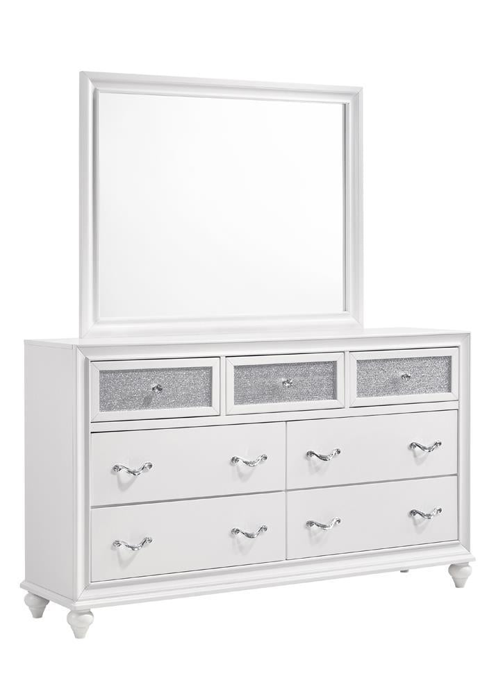 Barzini Rectangle Dresser Mirror White - Ideal Furniture (Fresno,CA)