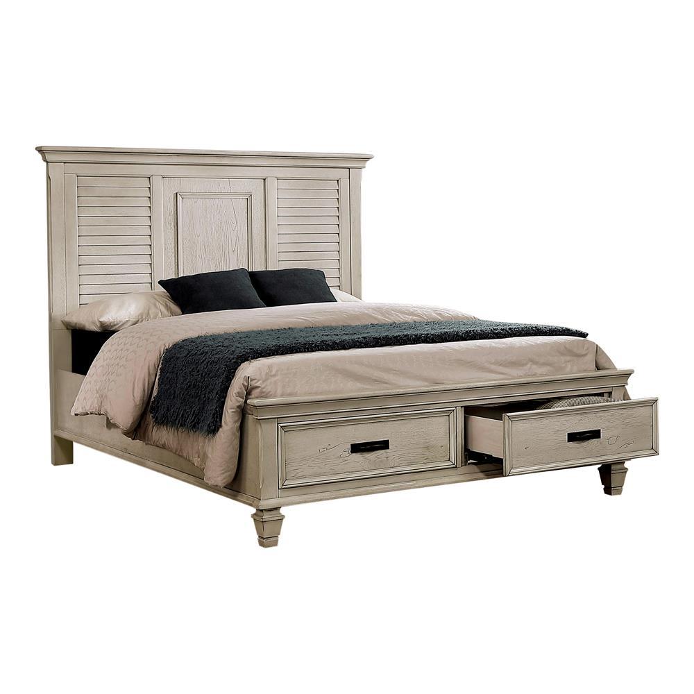 Franco Eastern King & Queen Storage Bed Antique White - Ideal Furniture (Fresno,CA)