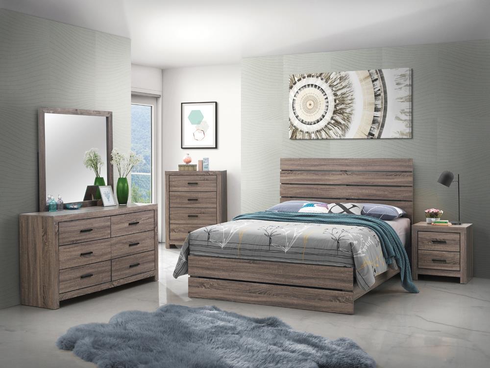 Brantford Eastern King & Queen Panel Bed Barrel Oak - Ideal Furniture (Fresno,CA)