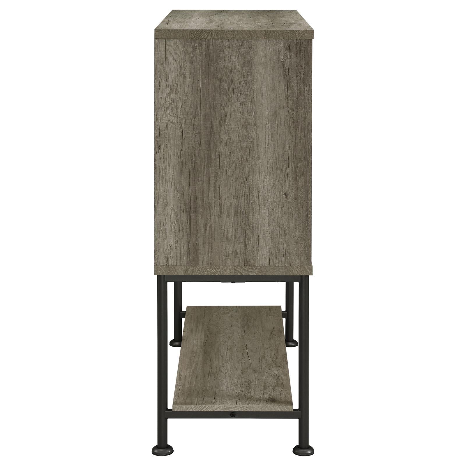 Claremont Sliding Door Bar Cabinet with Lower Shelf Grey Driftwood - Ideal Furniture (Fresno,CA)