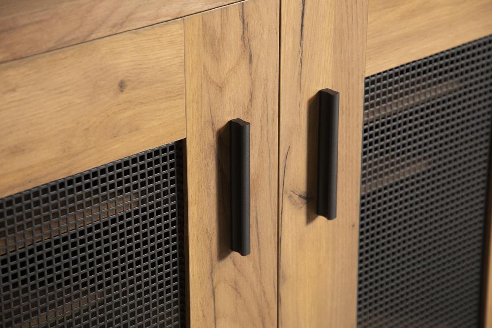 Bristol Metal Mesh Door Accent Cabinet Golden Oak - Ideal Furniture (Fresno,CA)