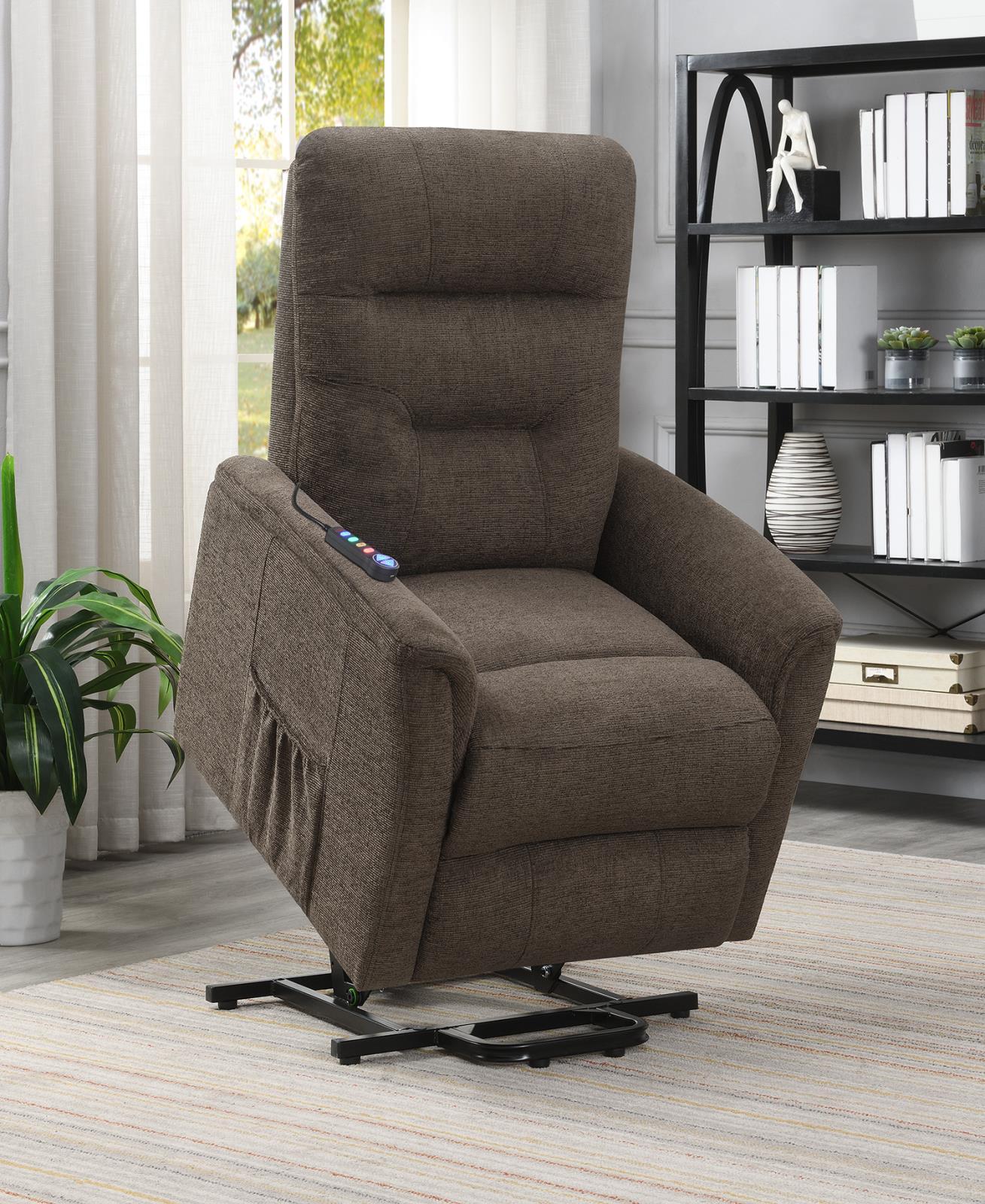 Henrietta Power Lift Recliner with Storage Pocket Brown - Ideal Furniture (Fresno,CA)