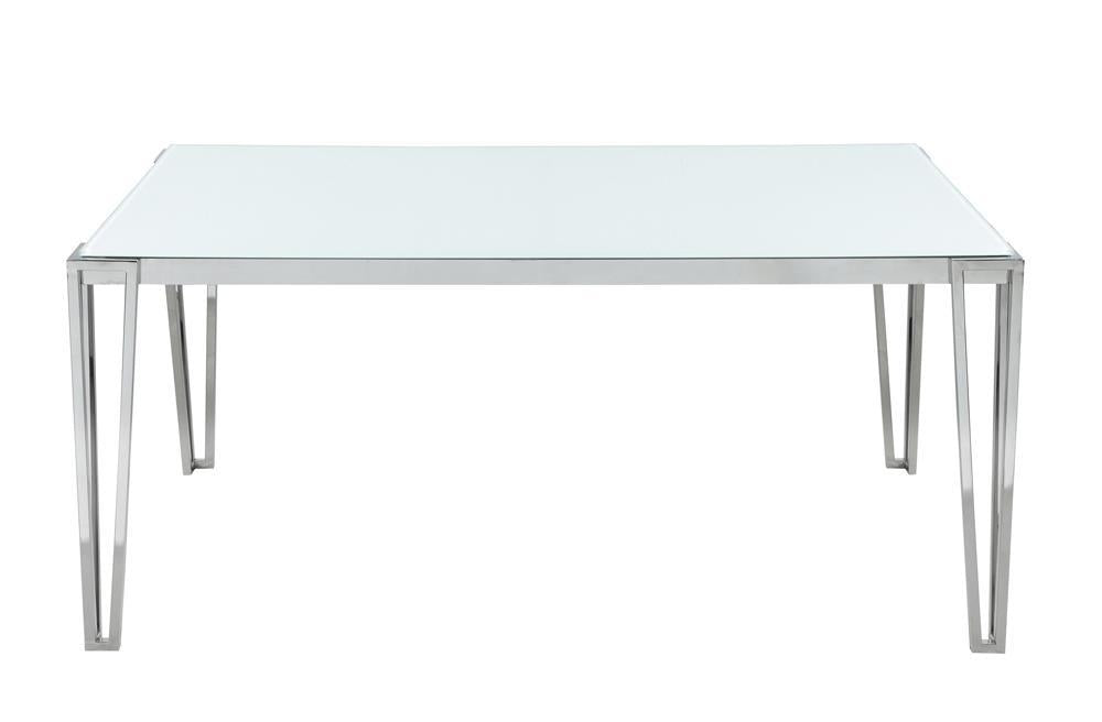 Pauline Rectangular Dining Table with Metal Leg White and Chrome - Ideal Furniture (Fresno,CA)