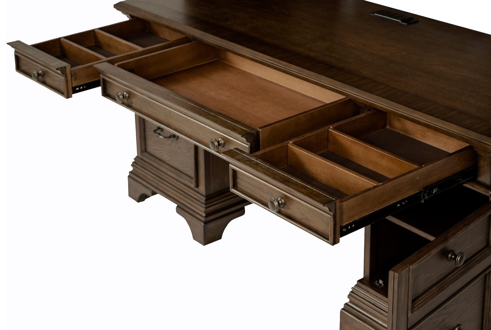 Hartshill Credenza with Power Outlet Burnished Oak - Ideal Furniture (Fresno,CA)