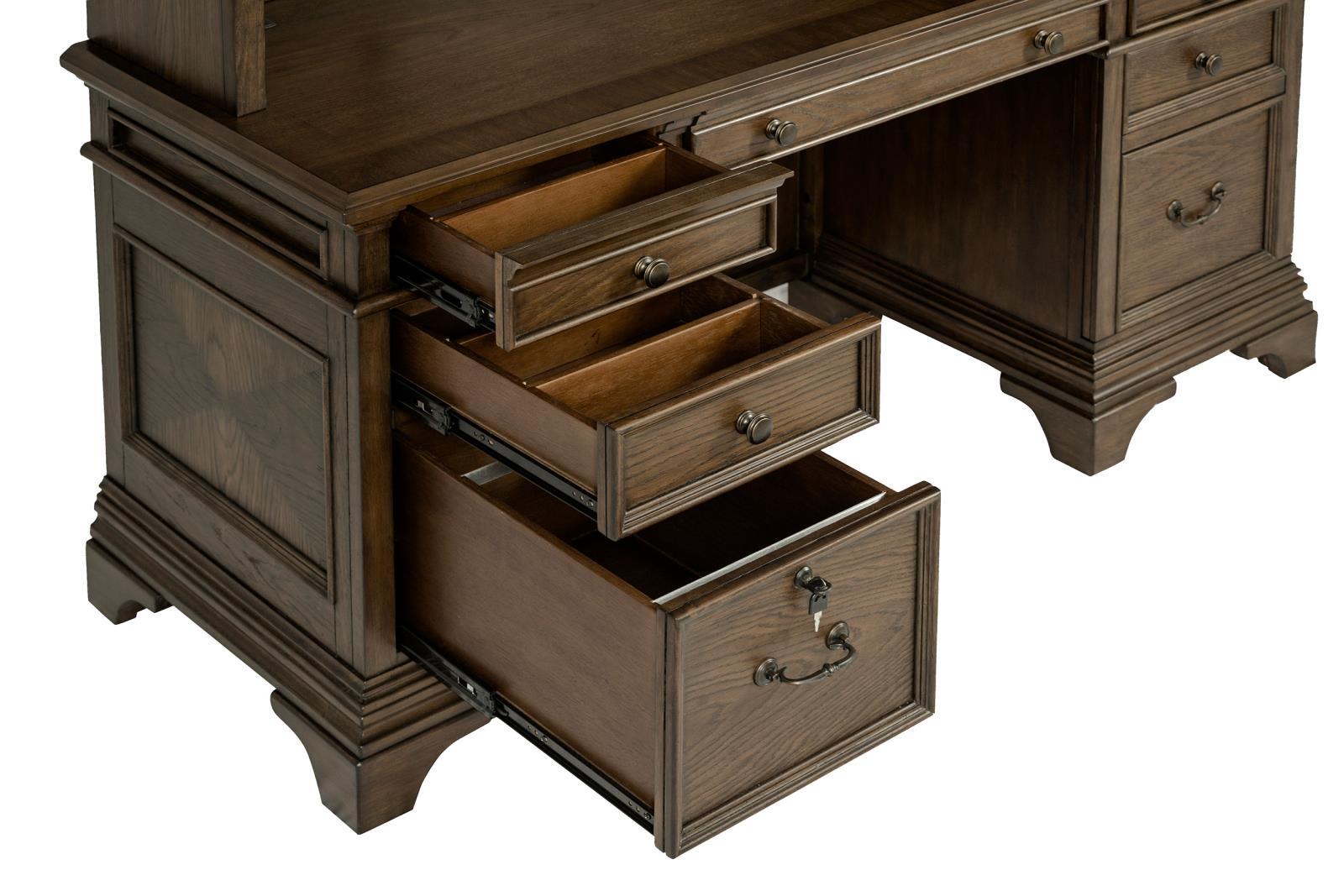 Hartshill Credenza with Hutch Burnished Oak - Ideal Furniture (Fresno,CA)
