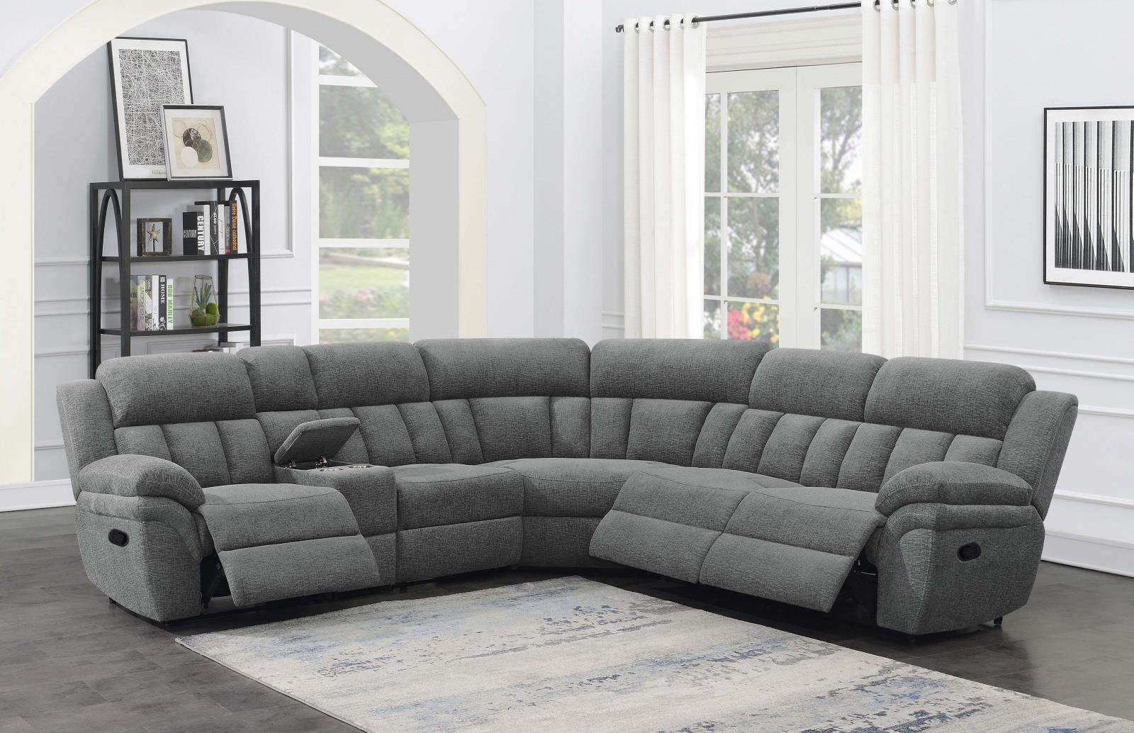 Bahrain 6-piece Upholstered Motion Sectional Charcoal - Ideal Furniture (Fresno,CA)