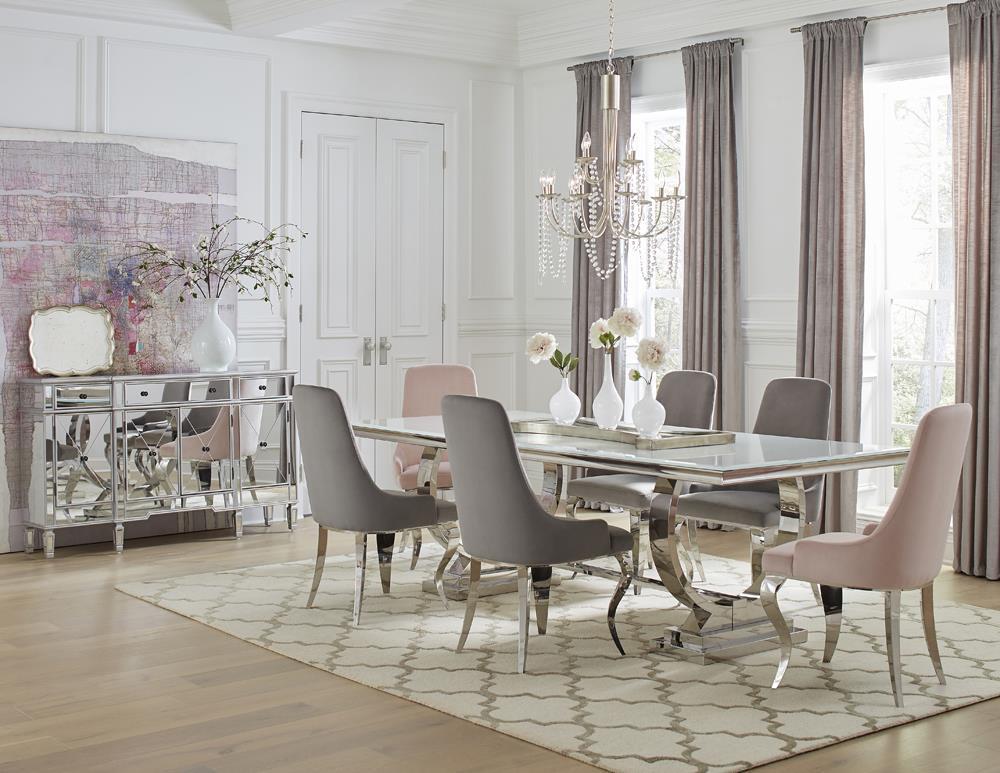 Antoine Upholstered Demi Arm Dining Side Chairs (Set of 2) - Ideal Furniture (Fresno,CA)