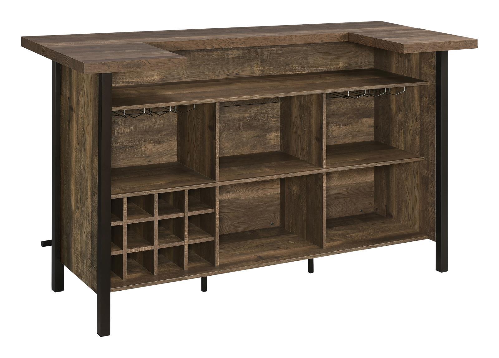 Bellemore Rectangular Storage Bar Unit Rustic Oak - Ideal Furniture (Fresno,CA)