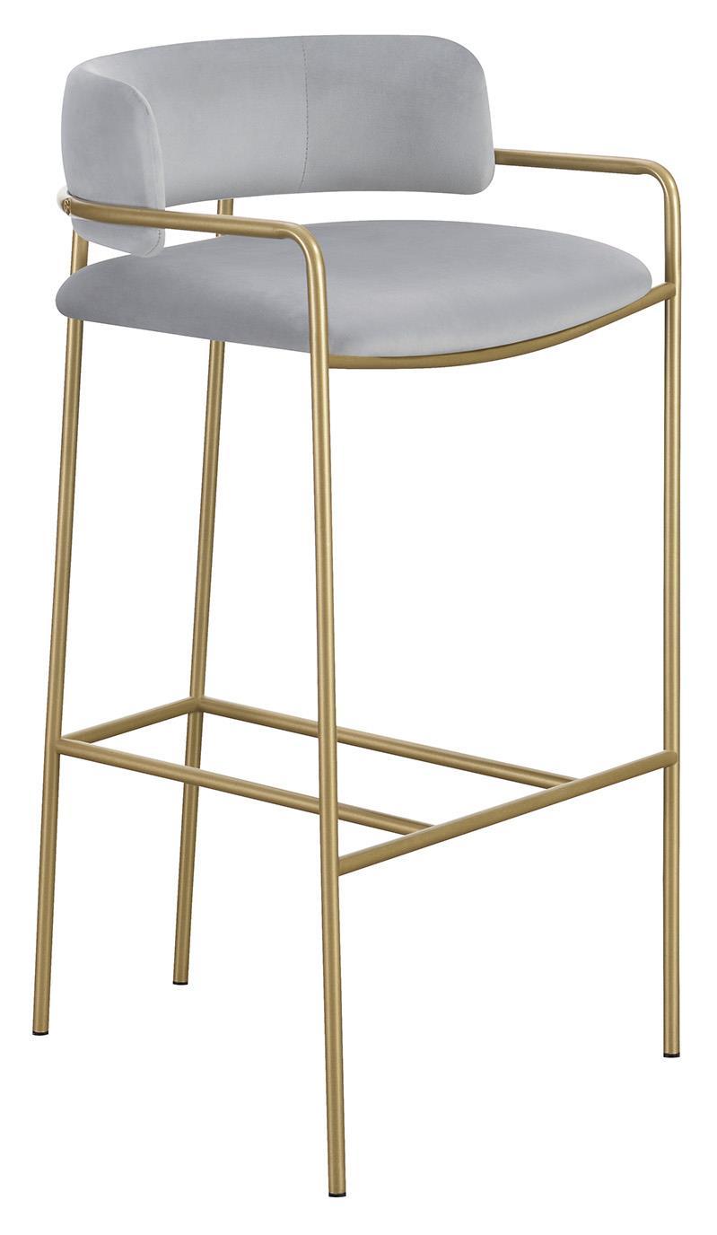 Comstock Upholstered Low Back Stool Grey and Gold - Ideal Furniture (Fresno,CA)