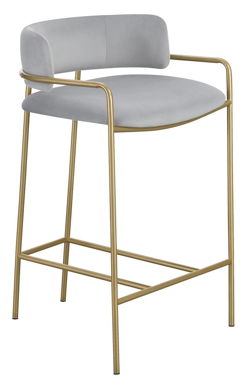 Comstock Upholstered Low Back Stool Grey and Gold - Ideal Furniture (Fresno,CA)