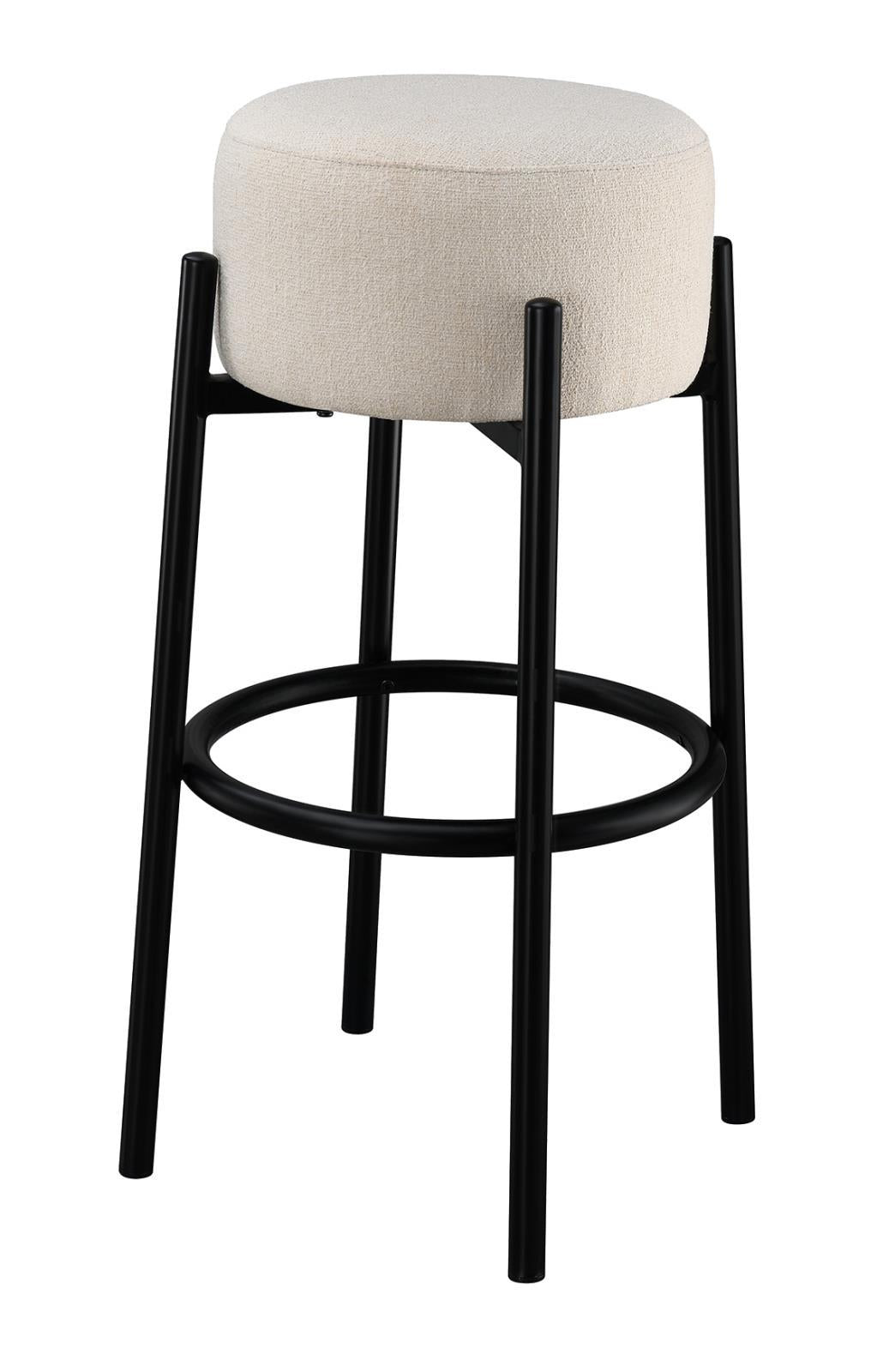 Leonard Upholstered Backless Round Stools White and Black (Set of 2) - Ideal Furniture (Fresno,CA)