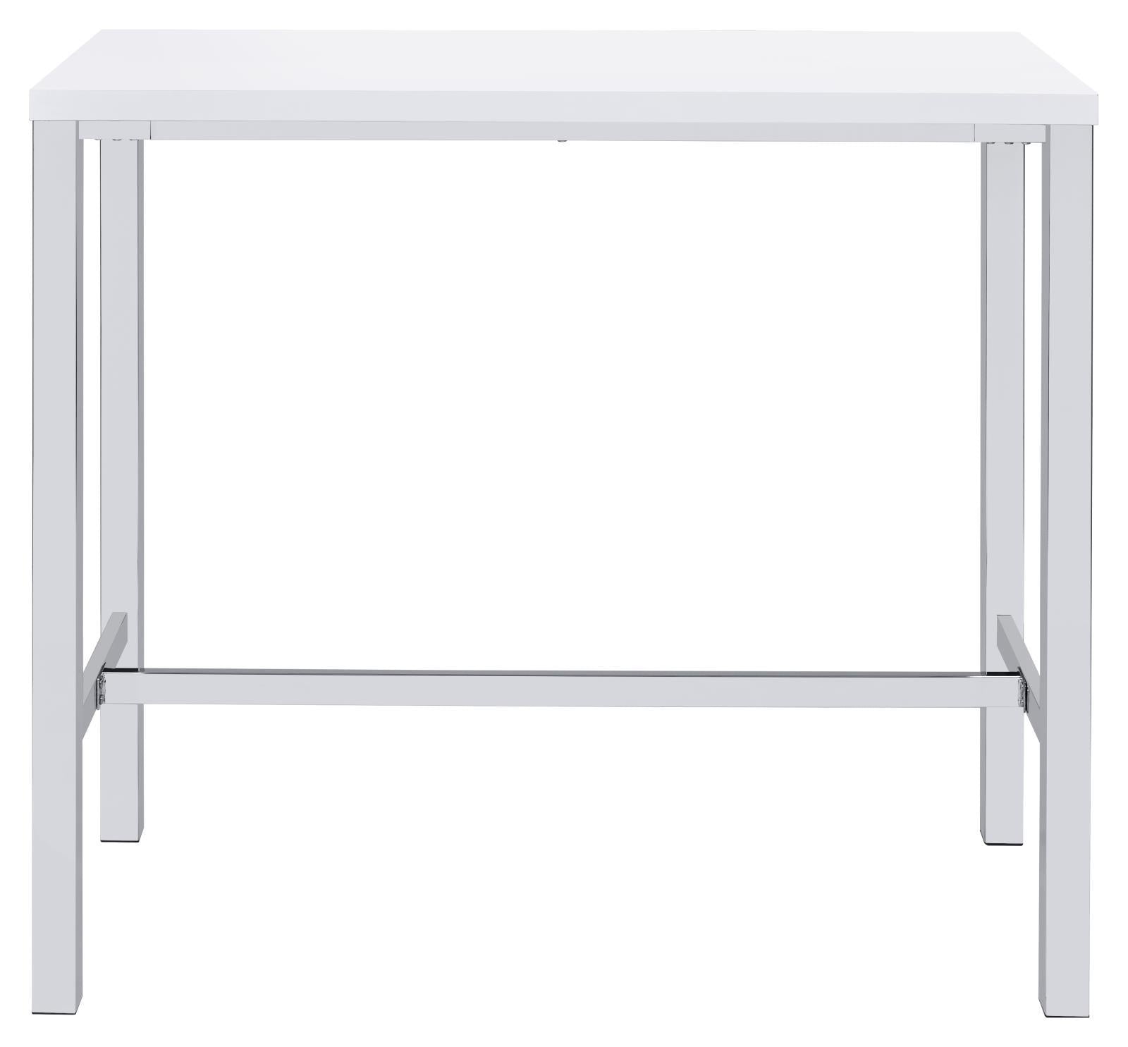 Natividad 5-piece Bar Set White High Gloss and Chrome - Ideal Furniture (Fresno,CA)