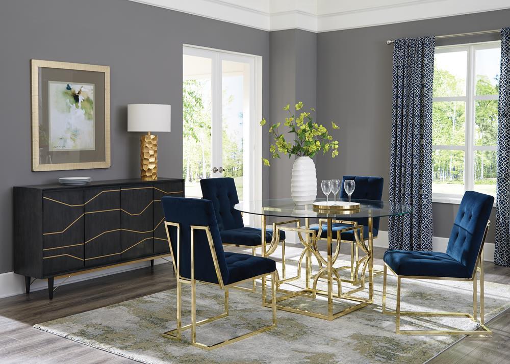 Cisco Tufted Back Side Chairs Ink Blue (Set of 2) - Ideal Furniture (Fresno,CA)