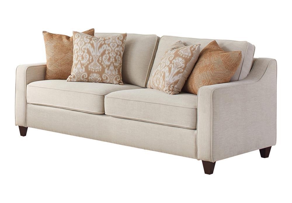 Christine Upholstered Cushion Back Sofa Beige - Ideal Furniture (Fresno,CA)
