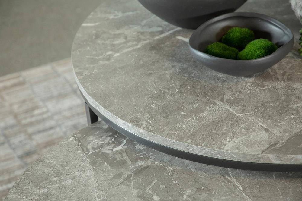 Lainey Round 2-piece Nesting Coffee Table Grey and Gunmetal - Ideal Furniture (Fresno,CA)