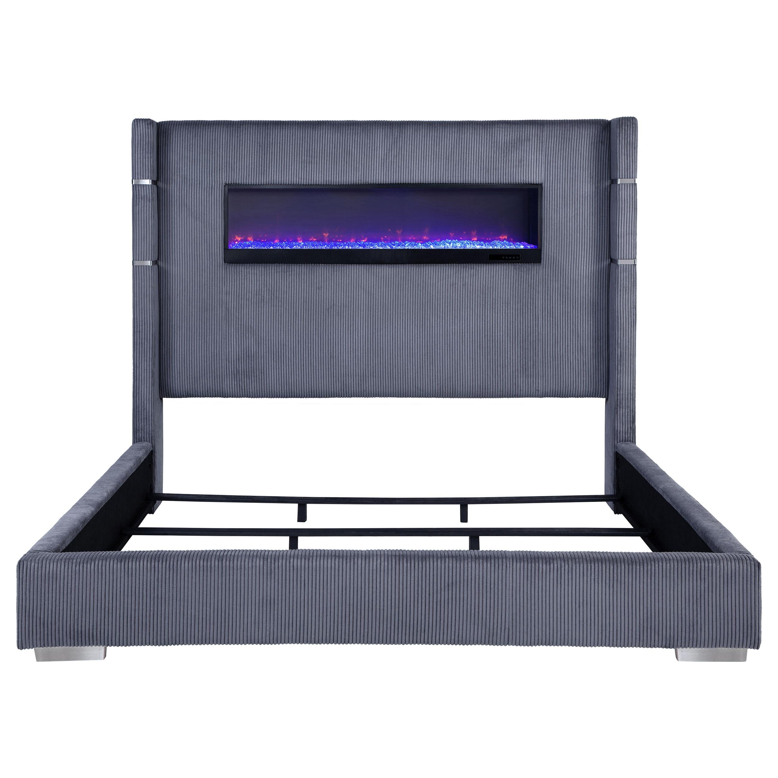 Tisdall Wingback Bed with Flame Visualizer - Ideal Furniture (Fresno,CA)